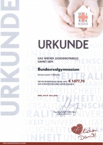 Spendenurkunde des JRK