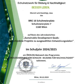 ÖKOLOG-Zertifikat für das Schuljahr 2024/2025